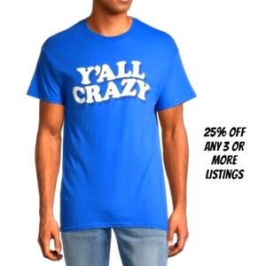 Size Large Graphic Print Tee Shirt Short Sleeve Crewneck T-shirt Y'All Crazy